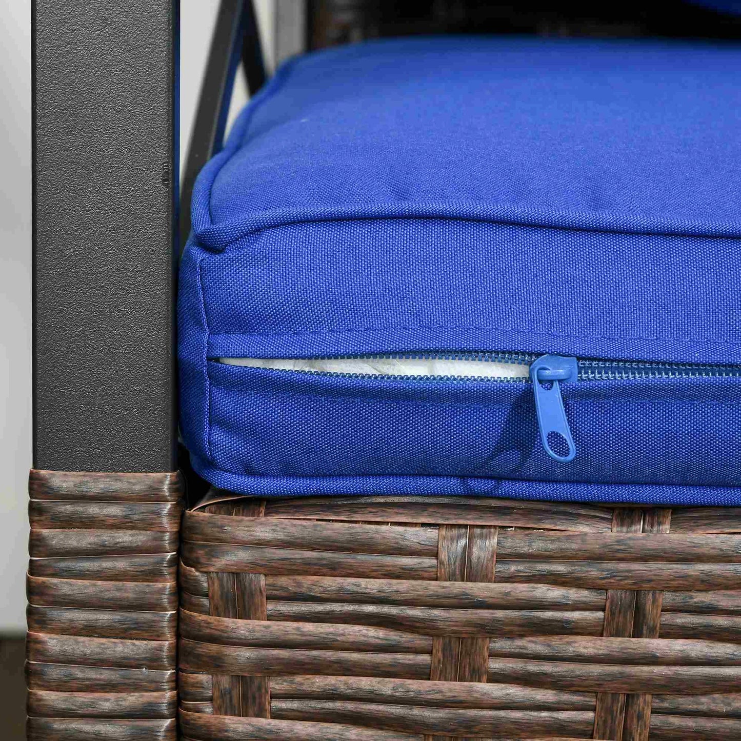 3 Pcs PE Rattan Rocking Chair Set, Bistro Set with Table, Dark Blue Outdoor Rocking Chairs at Gallery Canada