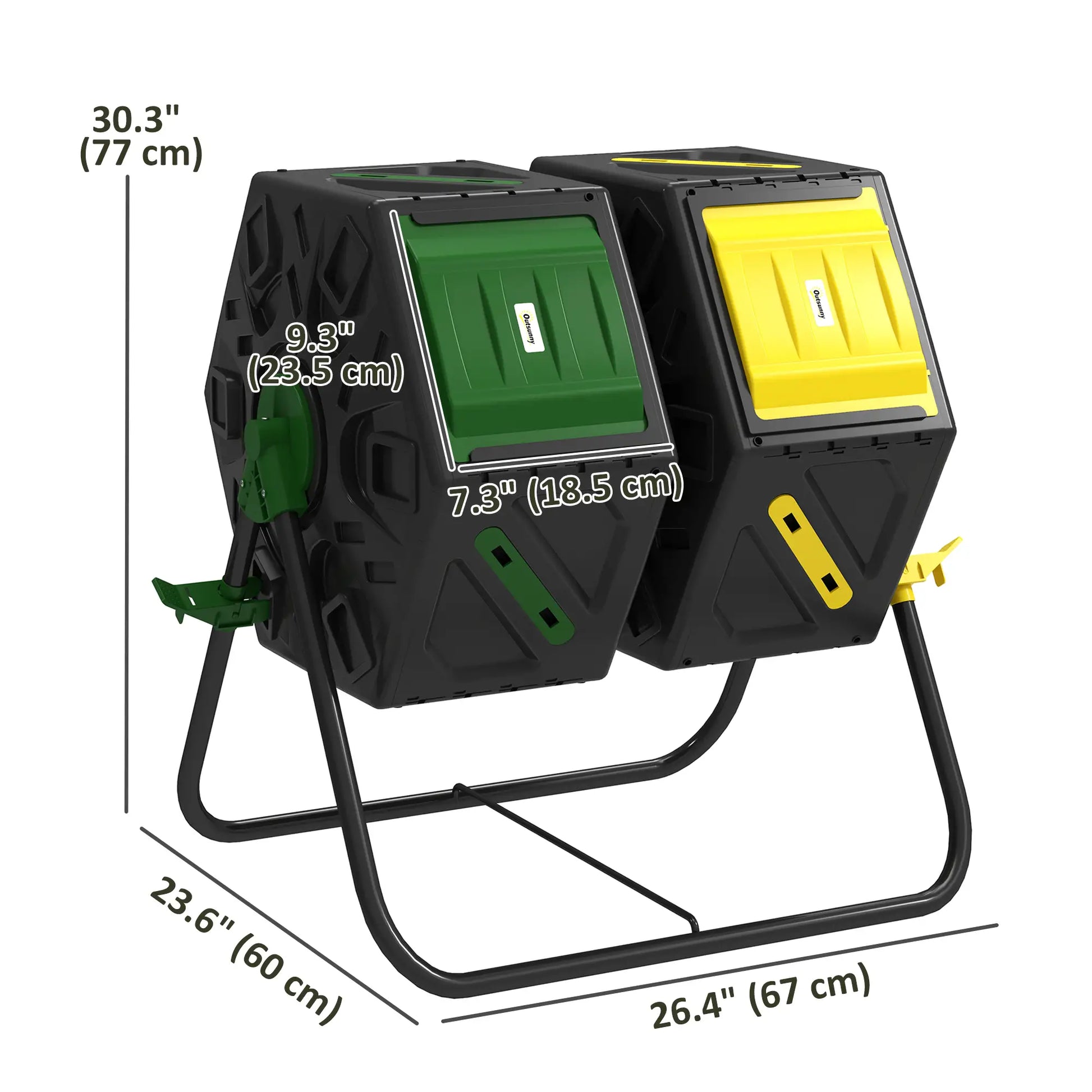 Rotating Composter, Dual Chamber, 34.5 Gallon, Yellow and Green Garden Accessories at Gallery Canada