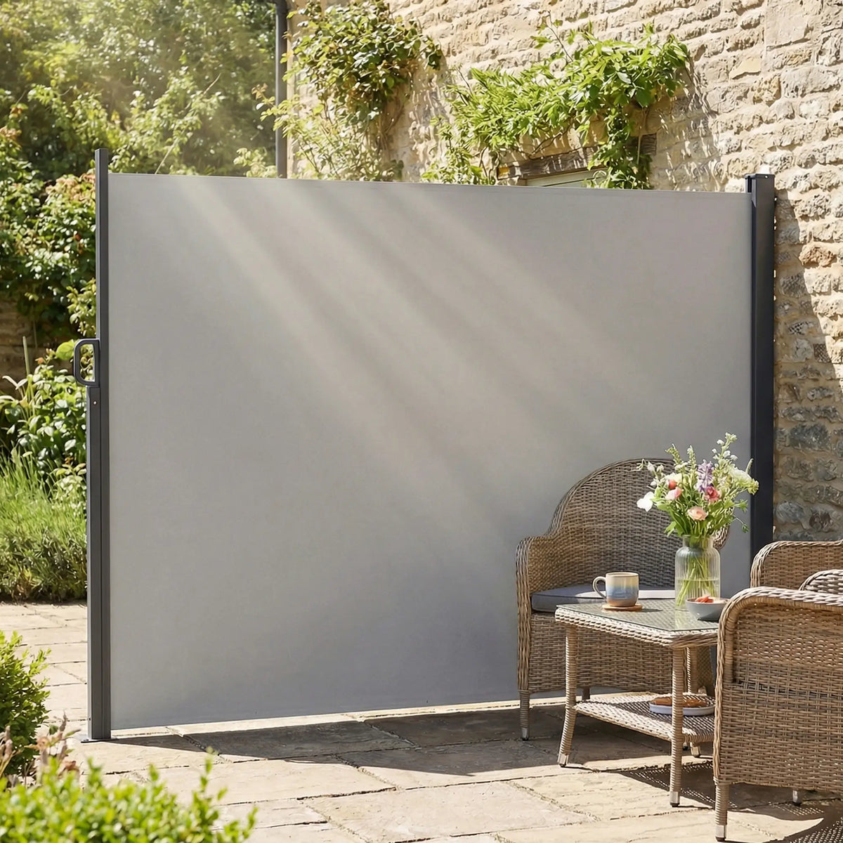 Retractable Side Awning, 165" x 73", Water-Resistant, UV 50+, Light Grey Side Awnings at Gallery Canada