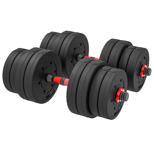 66lbs Adjustable Dumbbell Set, Hand Weights Barbell for Fitness, Black and Red Dumbbells & Barbells Red and Black at Gallery Canada
