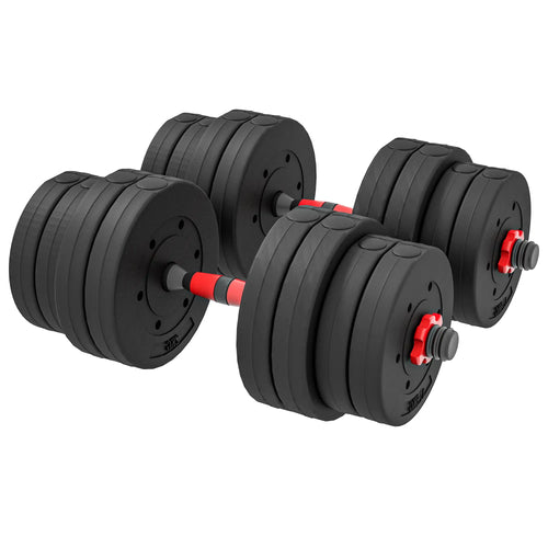 66lbs Adjustable Dumbbell Set, Hand Weights Barbell for Fitness, Black and Red