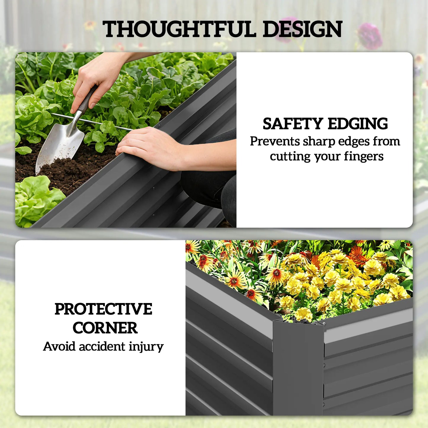 6' x 3' x 2' Raised Garden Bed, Galvanized Planter Box, Dark Grey Galvanized Planter Boxes at Gallery Canada