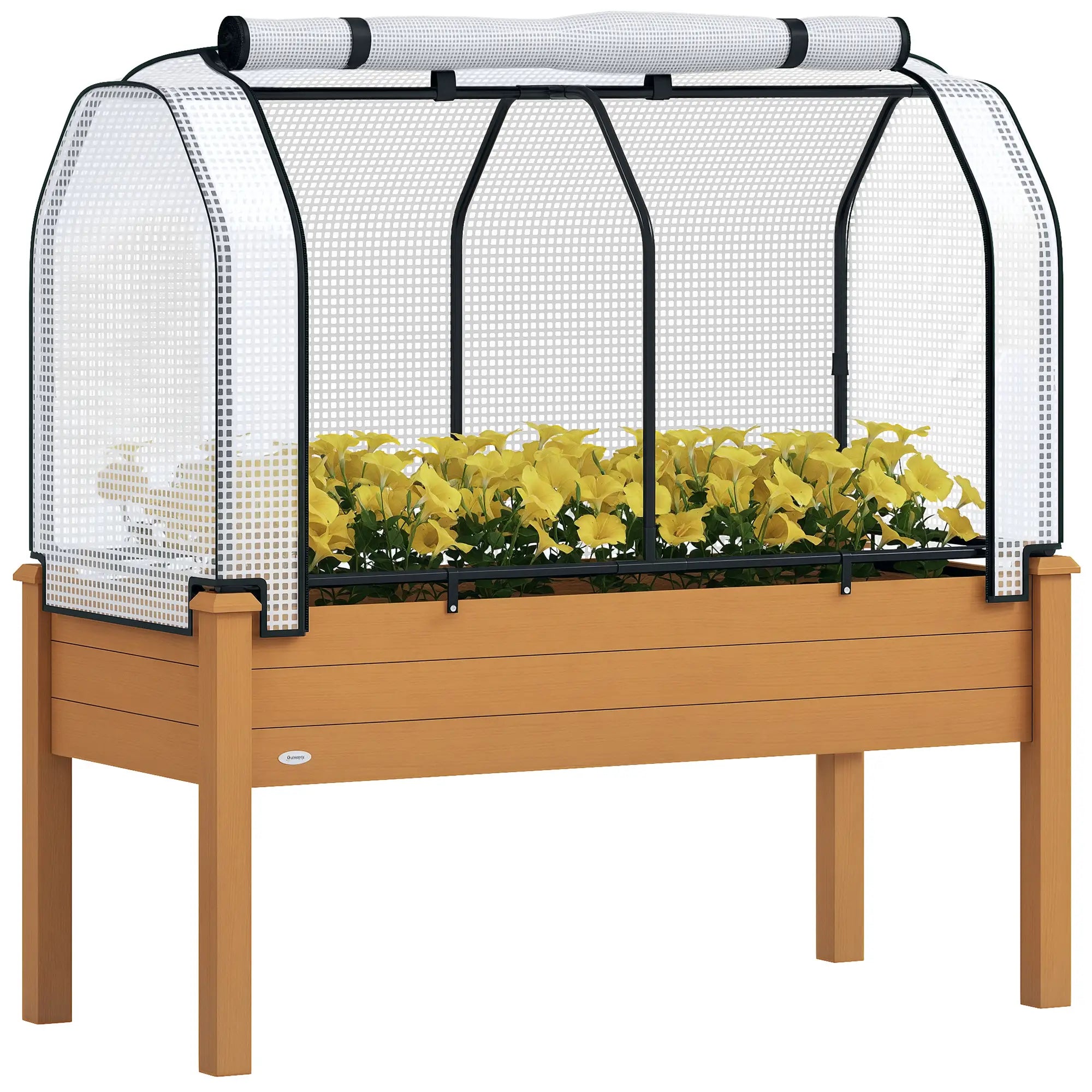 Raised Garden Bed, Wood Planter Box, PE Greenhouse Cover, Outdoor Elevated Elevated Garden Beds at Gallery Canada