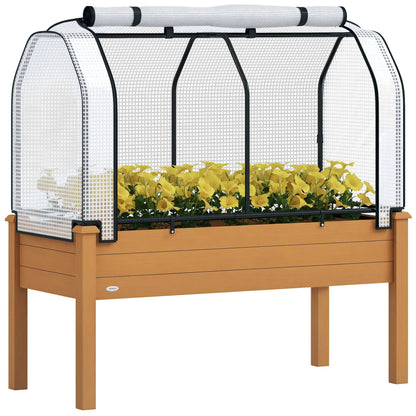 Raised Garden Bed, Wood Planter Box, PE Greenhouse Cover, Outdoor Elevated Elevated Garden Beds at Gallery Canada