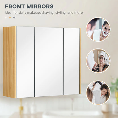 Wall Mounted Medicine Cabinet, Mirror, 3 Doors, Adjustable Shelves, Gray Mirror Medicine Cabinets at Gallery Canada