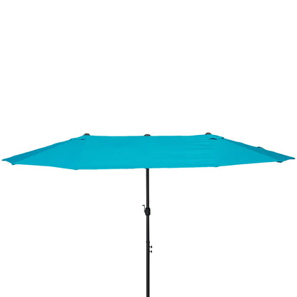 15ft Double-Sided Patio Umbrella, Twin Canopy, Crank, Sky Blue Sun Umbrellas at Gallery Canada