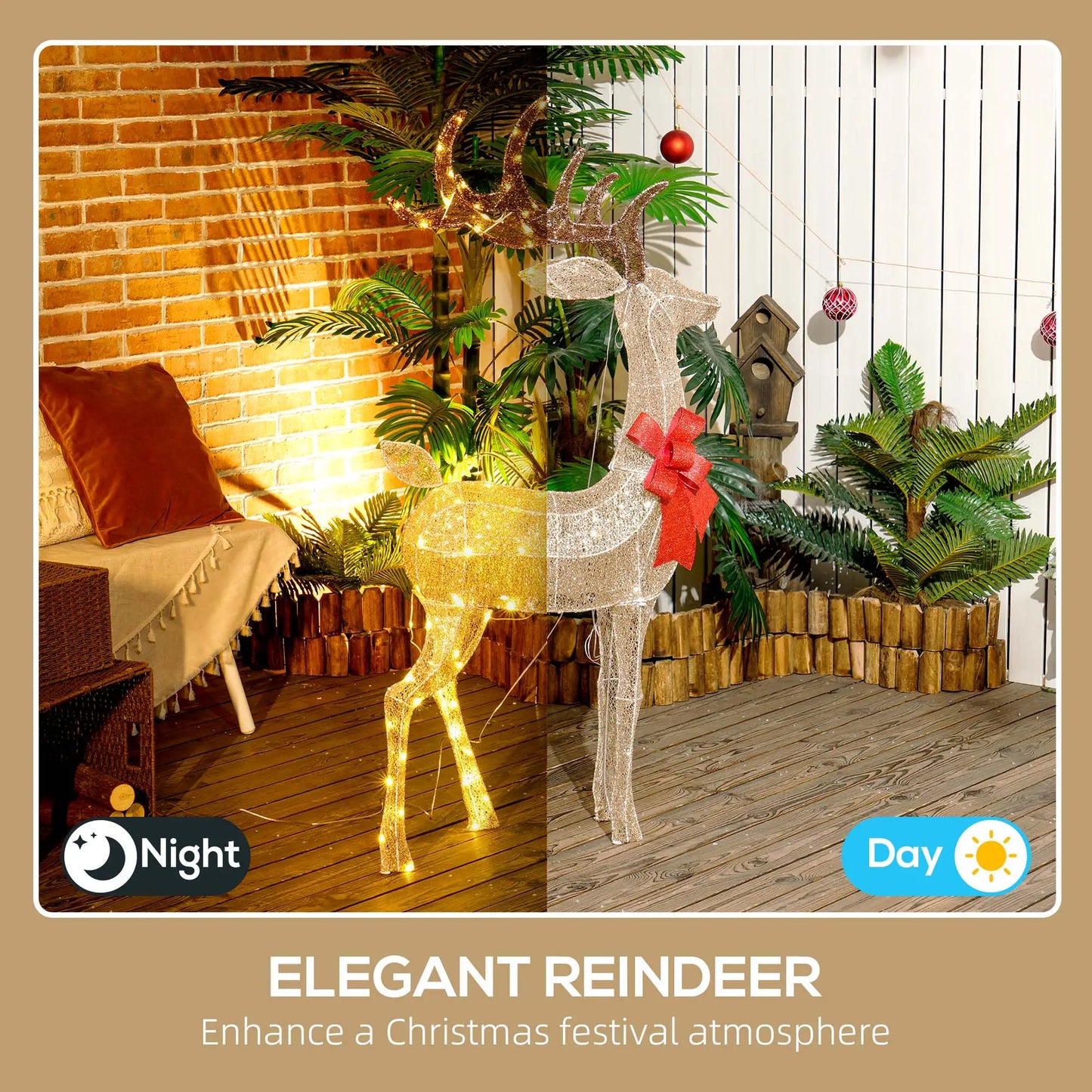 LED Lighted Reindeer Yard Decoration, Indoor Outdoor Lawn, Gold Christmas Deer Lights at Gallery Canada