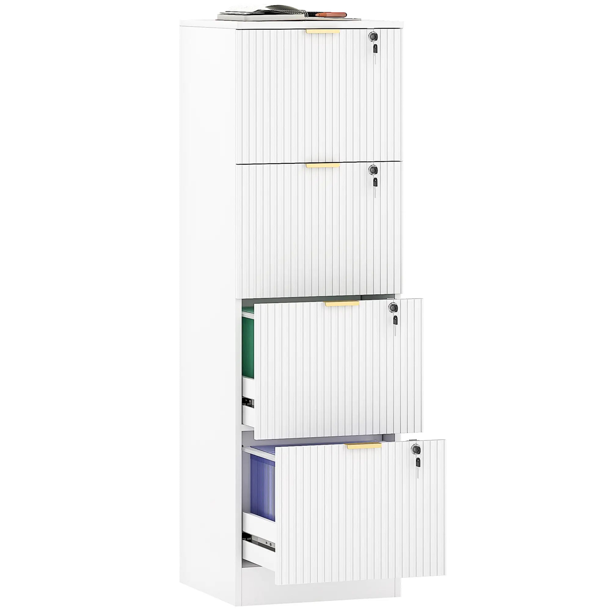 Lockable Filing Cabinet, 4 Drawers, Adjustable Hanging Rails, White Office Cabinets & Cupboards at Gallery Canada