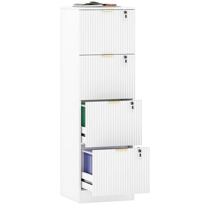 Lockable Filing Cabinet, 4 Drawers, Adjustable Hanging Rails, White Office Cabinets & Cupboards at Gallery Canada