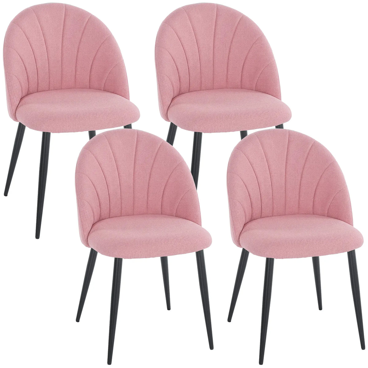 Modern Dining Chairs Set Of 4, Upholstered, Metal Legs, Pink Dining Chairs Pink, Black at Gallery Canada