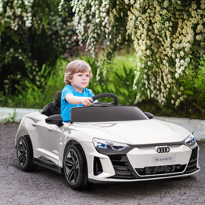 Electric Ride On Car with Remote Control, 12V 3.1 MPH Kids Ride-On Toy for Boys and Girls with Suspension System, Horn Honking, Music, Lights, White - Gallery Canada