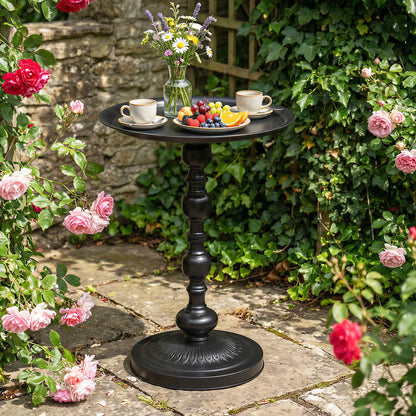 15.4" Round Outdoor Side Table, Tray Top Metal Patio Table, Black Patio Side Tables at Gallery Canada