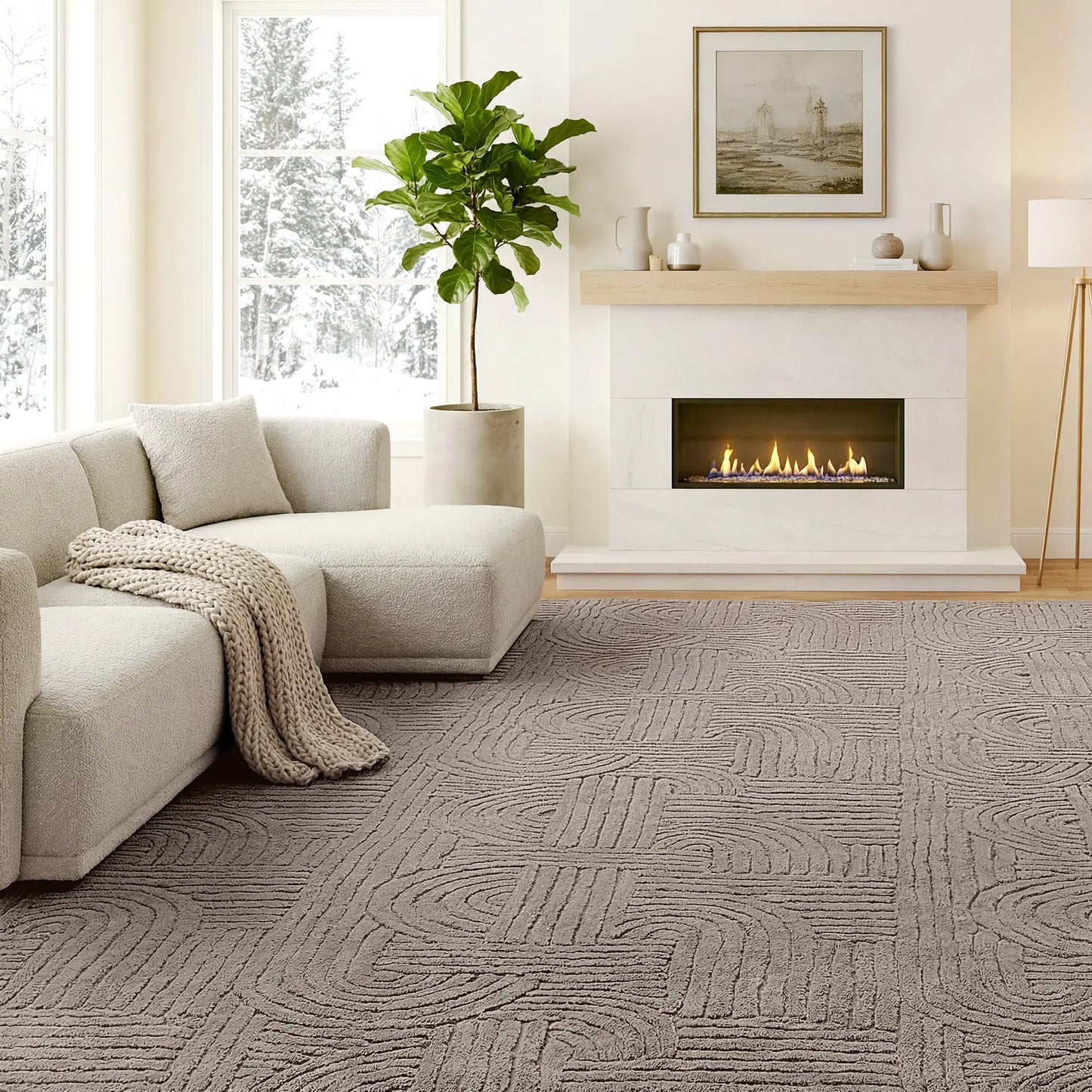 5x7 Faux Fur Rug, Non-Slip Carpet for Living Room, Bedroom, Tan Area Rugs at Gallery Canada