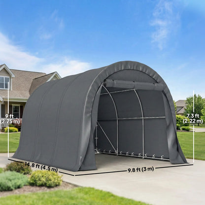 10' x 15' Heavy Duty Carport, Portable Garage Canopy, Dark Grey Car Shelters at Gallery Canada