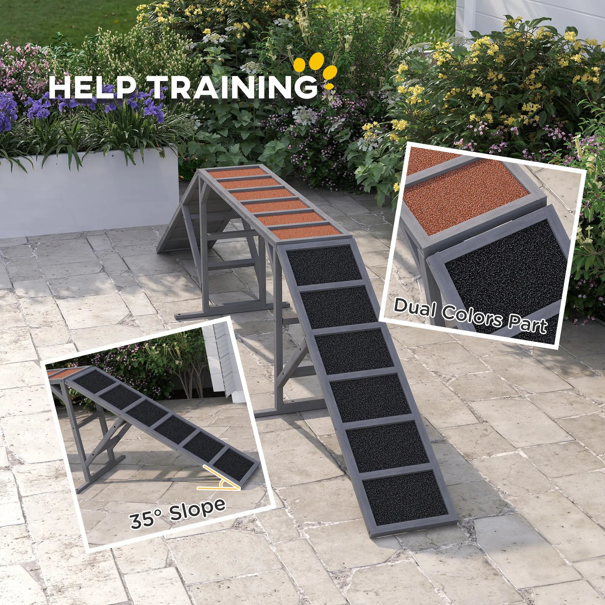 Dog Agility Ramp With Safety Bar, Non-Slip Surface, Gray Dog Agility Training Equipment at Gallery Canada