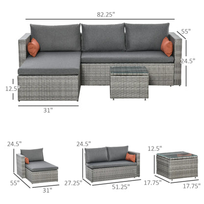 3-Piece Patio Furniture Set, Sectional Sofa, Wicker Chair, Grey Patio Furniture Sets at Gallery Canada