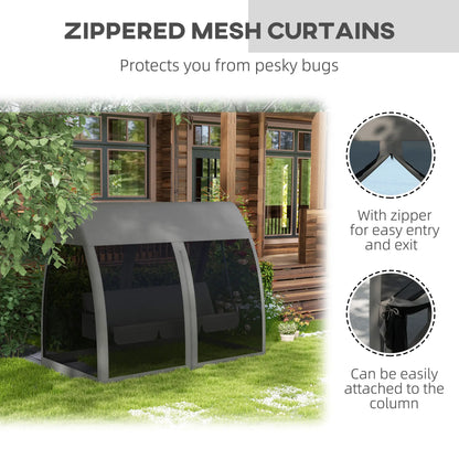 3-Seater Outdoor Swing Chair, Steel Stand, Canopy Netting, Dark Grey Porch Swings with Canopy at Gallery Canada