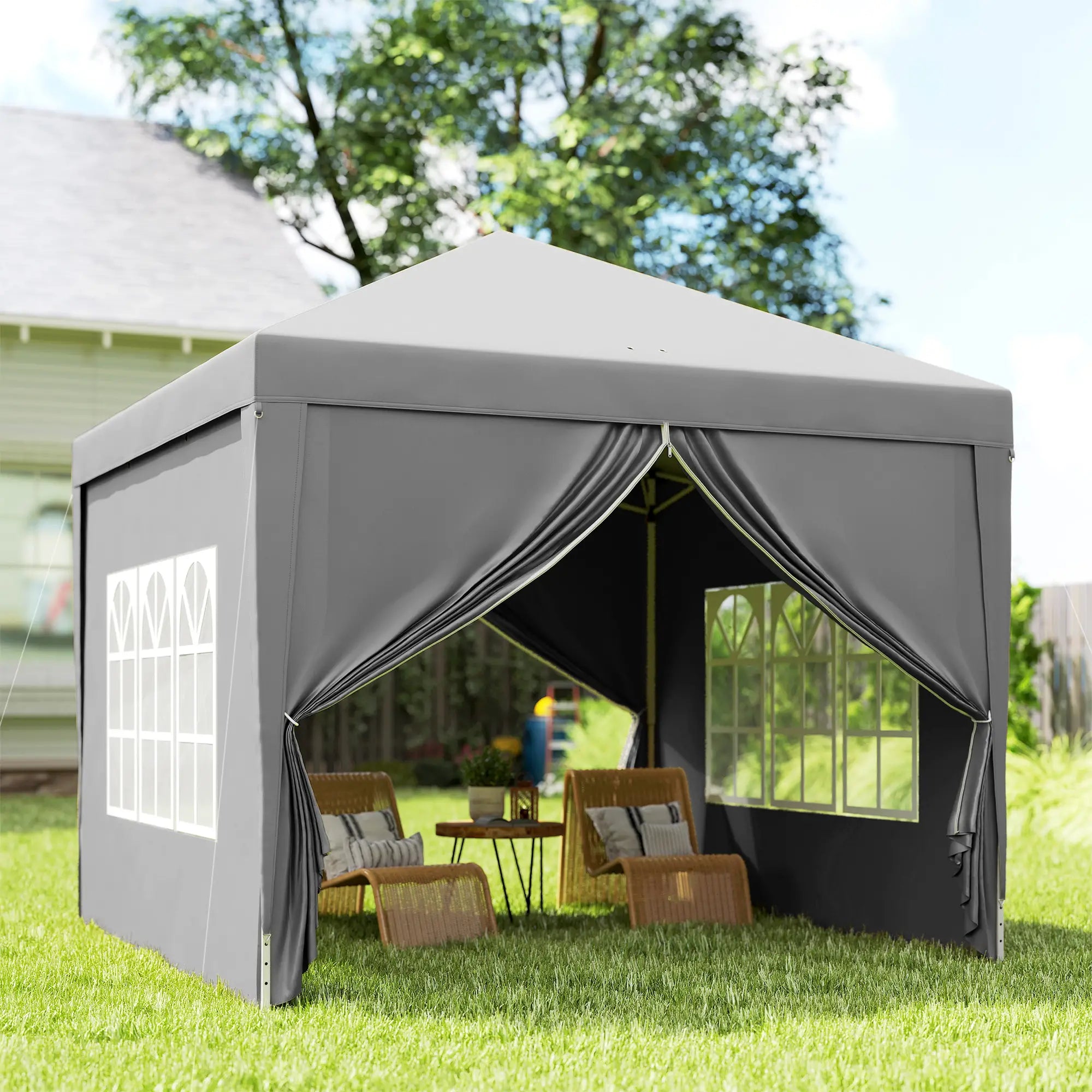 10'x10' Light Grey Outdoor Pop Up Party Tent Wedding Gazebo Canopy, Light Grey Pop Up Canopies at Gallery Canada