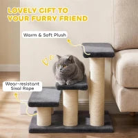 Cat Trees 3 Tier Pet Stairs, Dog Cat Steps Scratching Post, Dark Grey