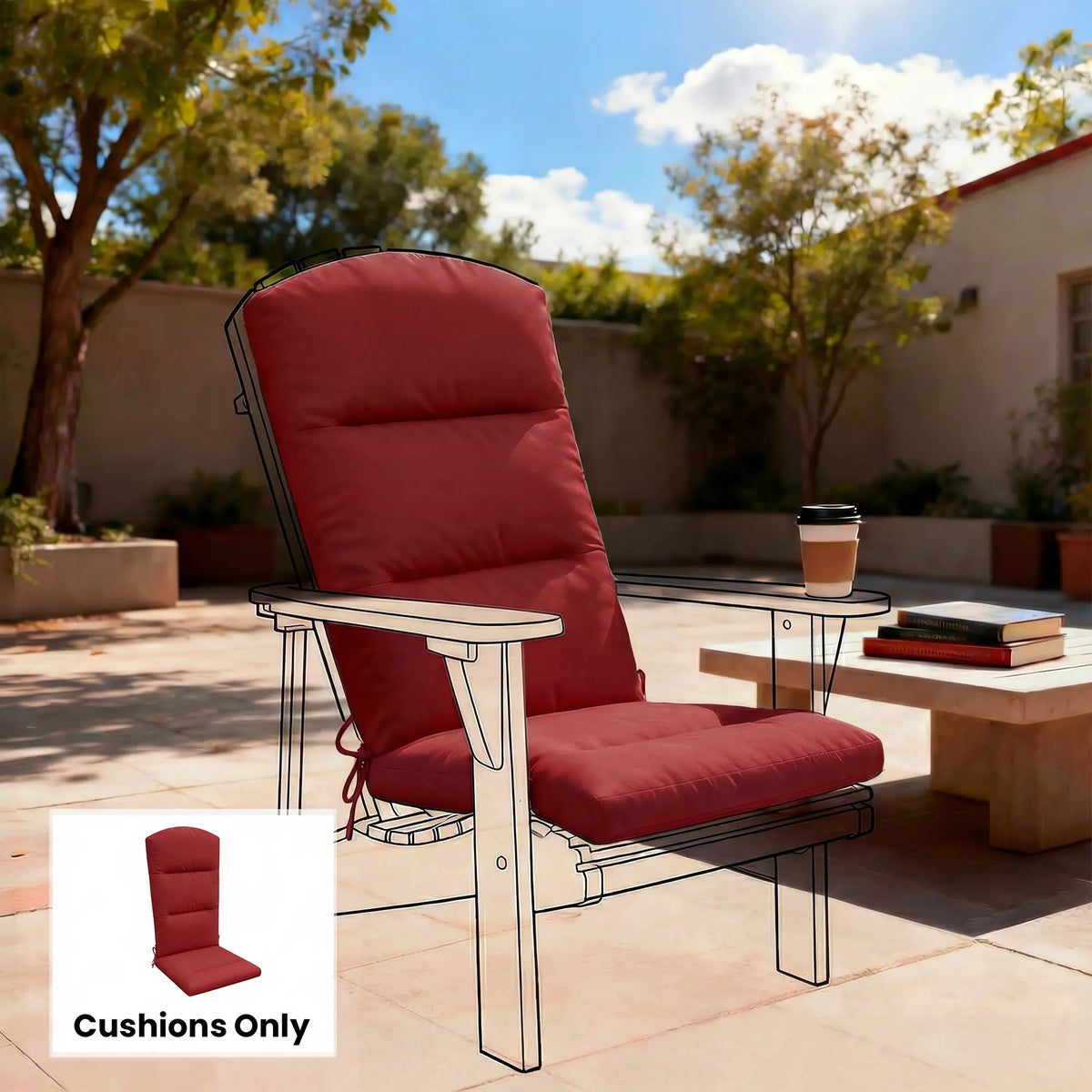 Patio Chair Cushion For Adirondack Chairs, Wine Red Patio Chair Cushions at Gallery Canada
