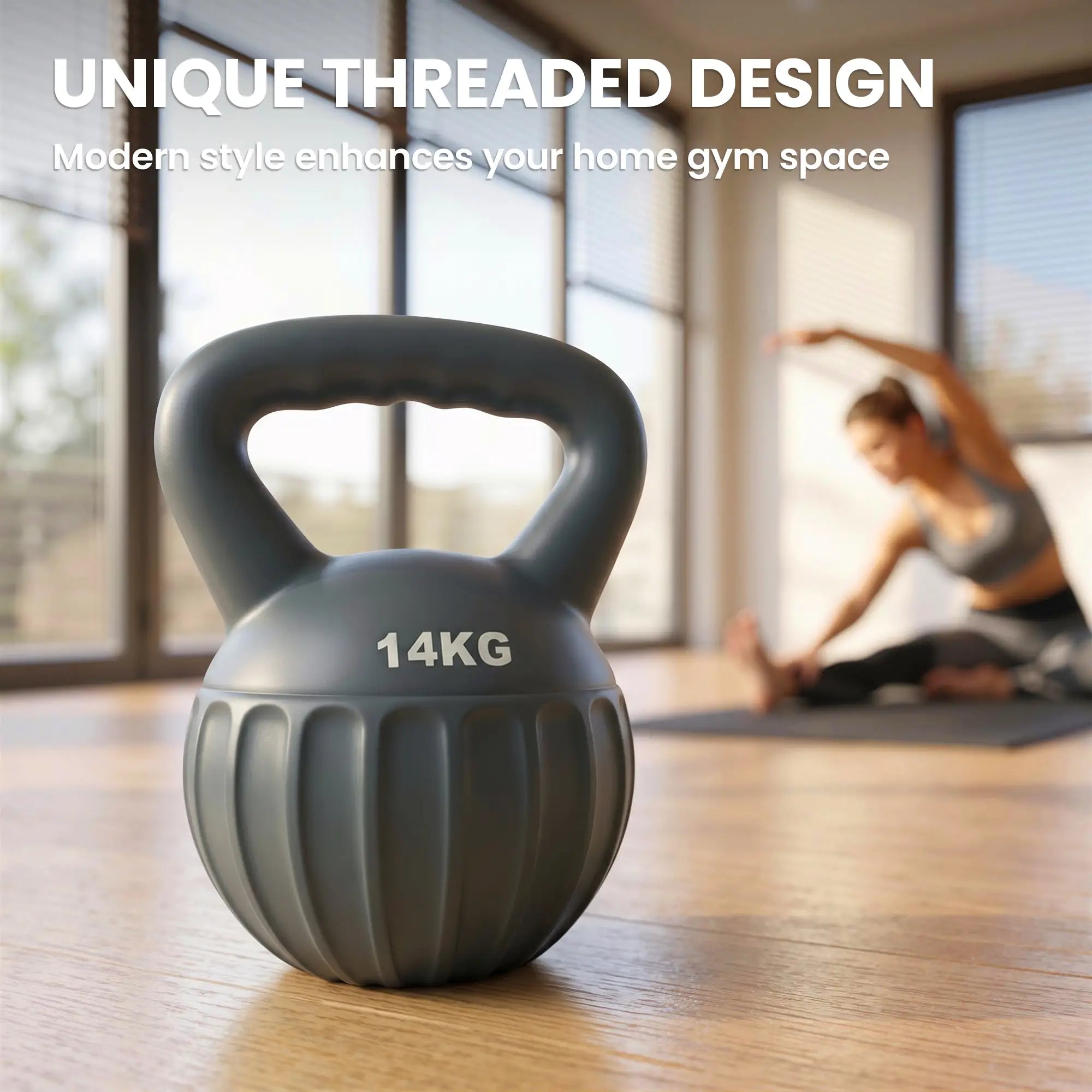 31 lbs Kettlebell, Non-Slip Handle For Home Gym, Grey Strength Training Equipment at Gallery Canada