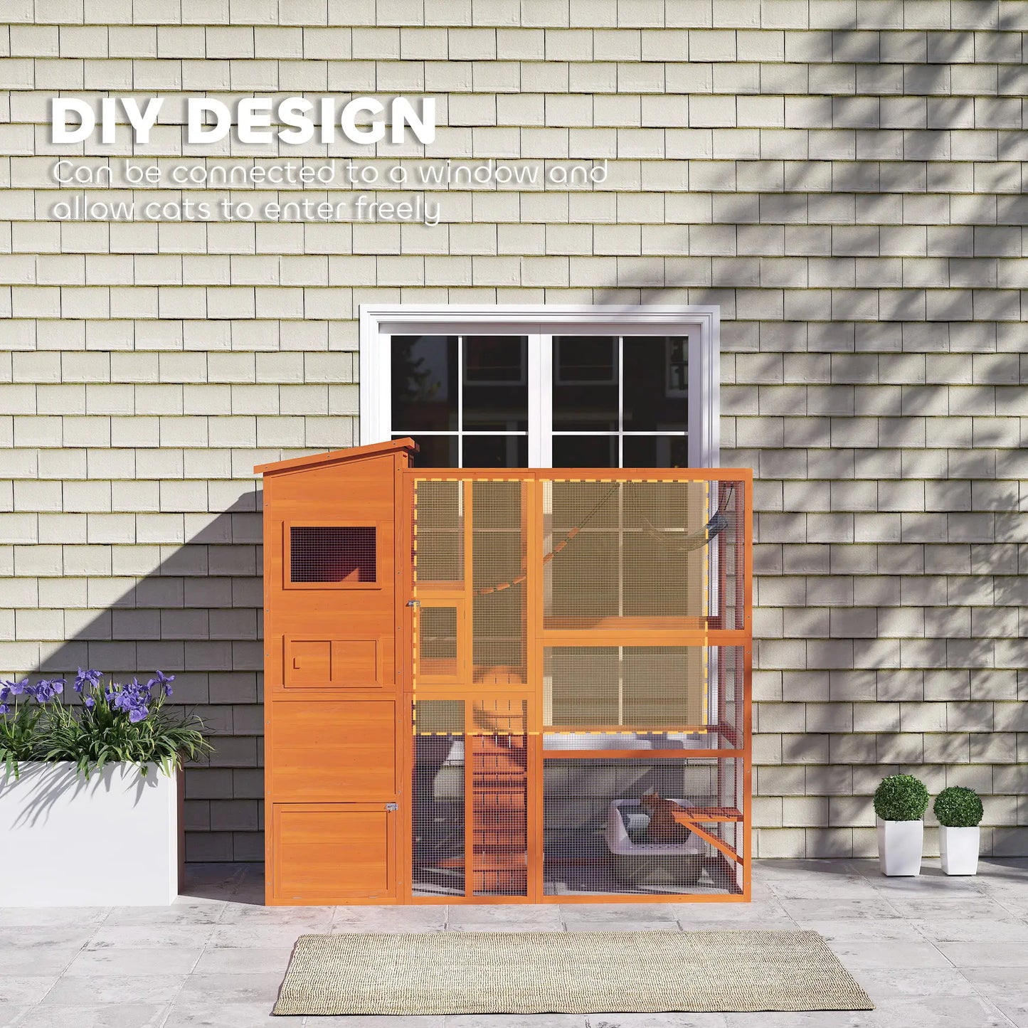 76" Catio Outdoor Cat Enclosure, Condo, Platforms, Ladder, Ramps, Hammock, Orange Outdoor Cat Enclosures at Gallery Canada