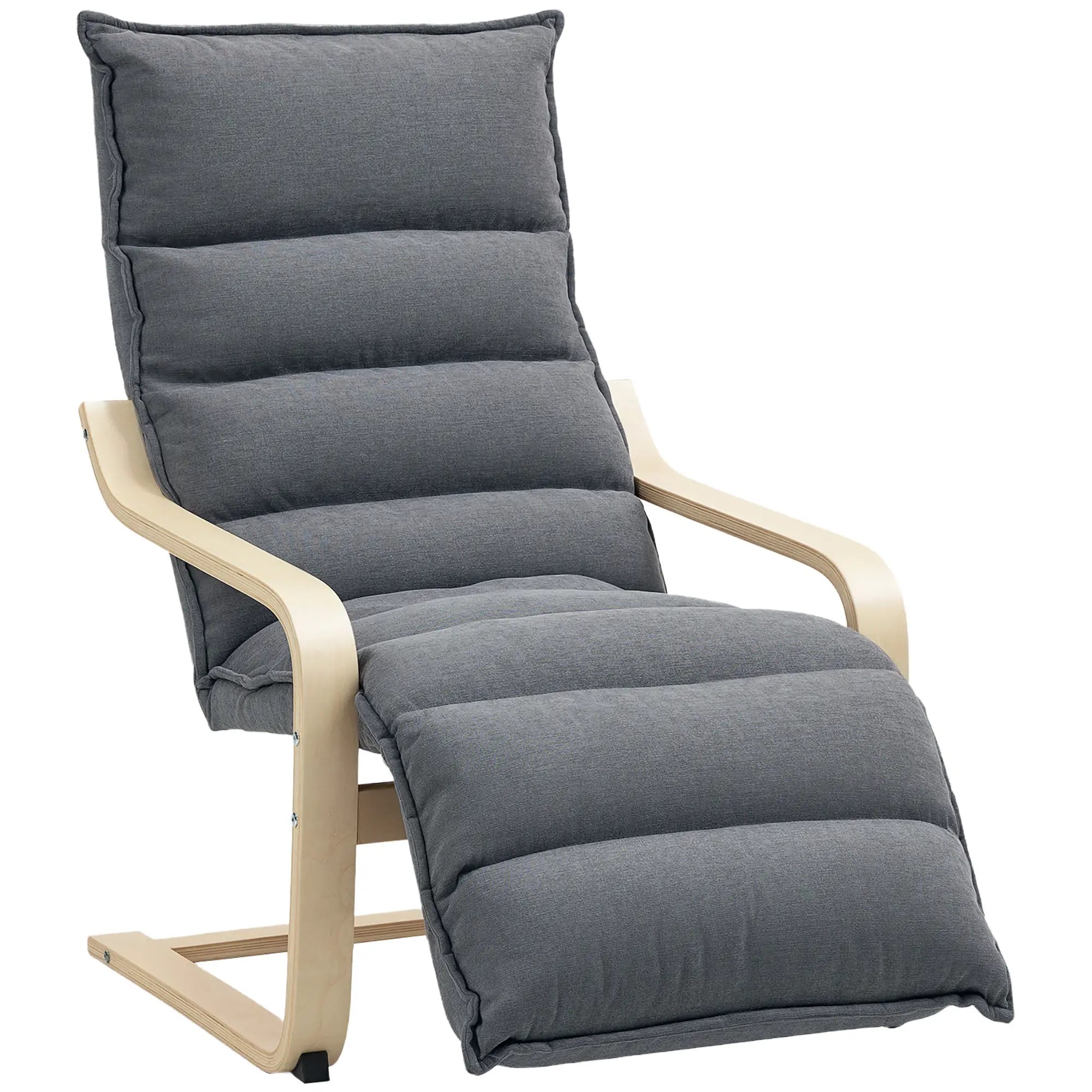 Accent Chair, Velvet Upholstered Living Room Chair with Footrest, Wood Frame, Dark Grey Accent Chairs at Gallery Canada