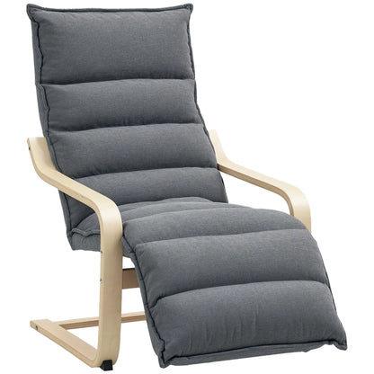 Accent Chair, Velvet Upholstered Living Room Chair with Footrest, Wood Frame, Dark Grey Accent Chairs at Gallery Canada