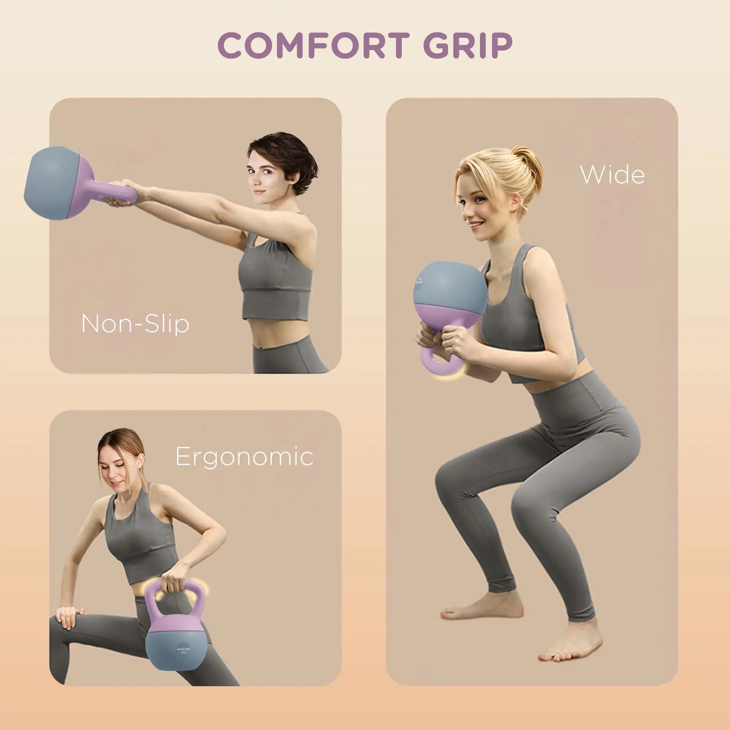 18 lb Kettlebell souple, rempli de sable, violet