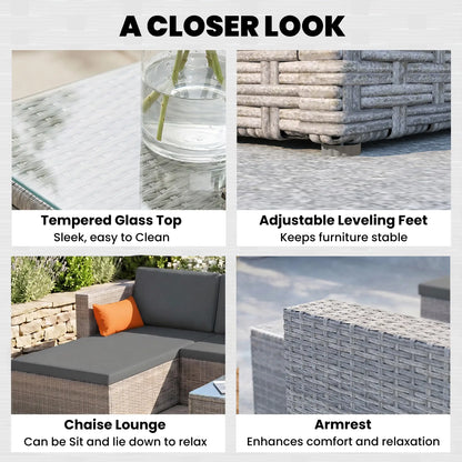 3-Piece Patio Furniture Set, Sectional Sofa, Wicker Chair, Grey Patio Furniture Sets at Gallery Canada
