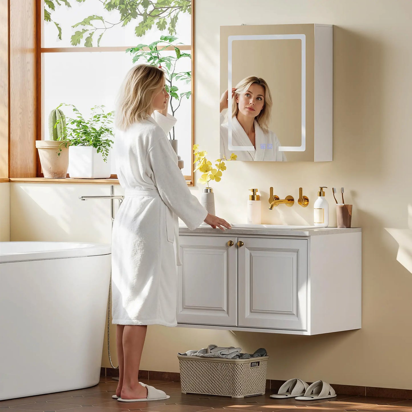 Medicine Cabinet With Lights, Demister Pad, Adjustable Shelves, White Mirror Medicine Cabinets at Gallery Canada