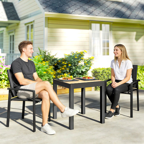 Stackable Outdoor Garden Chairs, Set of 2, Black