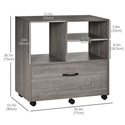 Lateral Filing Cabinet, Open Shelf, Mobile with Wheels, Letter Legal Size, Grey Office Cabinets & Cupboards at Gallery Canada