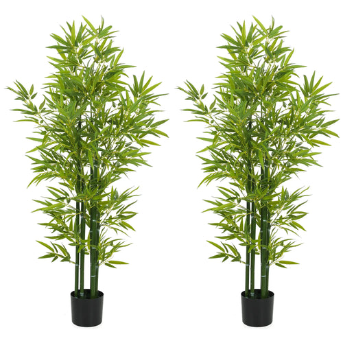 5FT Artificial Bamboo Tree, Faux Decorative Plant, Set of 2