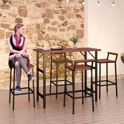 5 Piece Patio Bar Set, 47" Table, 4 Stools, Brown Bistro Sets at Gallery Canada