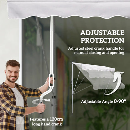 6.6'x5' Manual Retractable Patio Awning, Sun Shade, Water Resistant, White Door Awnings at Gallery Canada