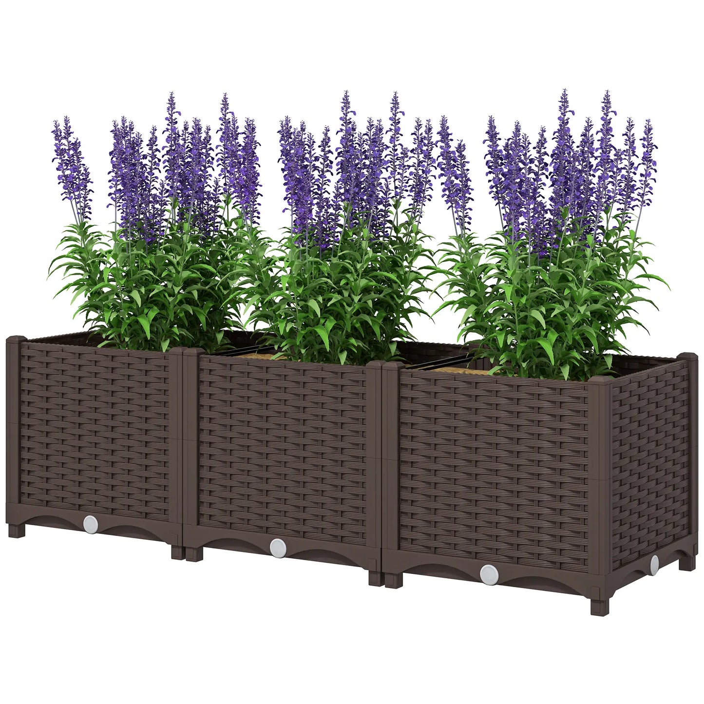 Plastic Raised Garden Bed, Outdoor Planter Box, 47.2" x 15.7" x 14.6", Brown Raised Garden Beds Brown at Gallery Canada
