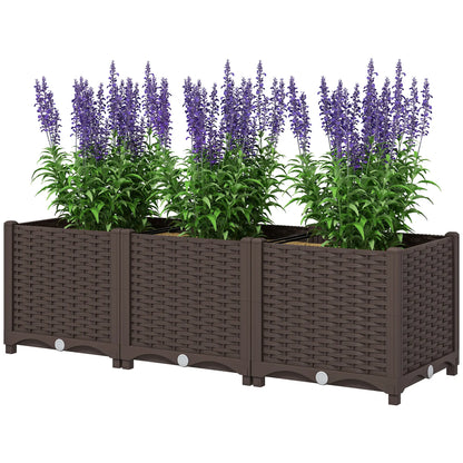 Plastic Raised Garden Bed, Outdoor Planter Box, 47.2" x 15.7" x 14.6", Brown Raised Garden Beds Brown at Gallery Canada
