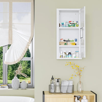 Wall Mount Medicine Cabinet, 2 Shelves, Steel Frame, Magnetic Door, White Mirror Medicine Cabinets at Gallery Canada