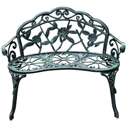 40" Outdoor Garden Bench, Cast Aluminum Antique Rose, Green Outdoor Benches at Gallery Canada