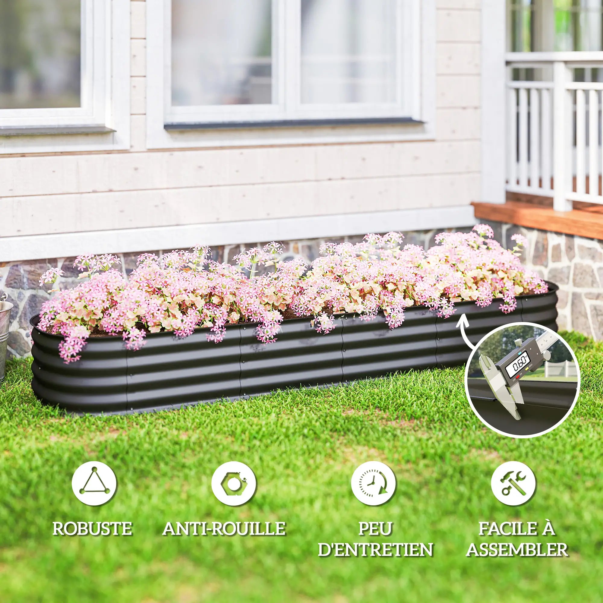 7.9 x 2 x 1ft Galvanized Raised Garden Bed, Metal Planter Box, Dark Grey Raised Garden Beds at Gallery Canada