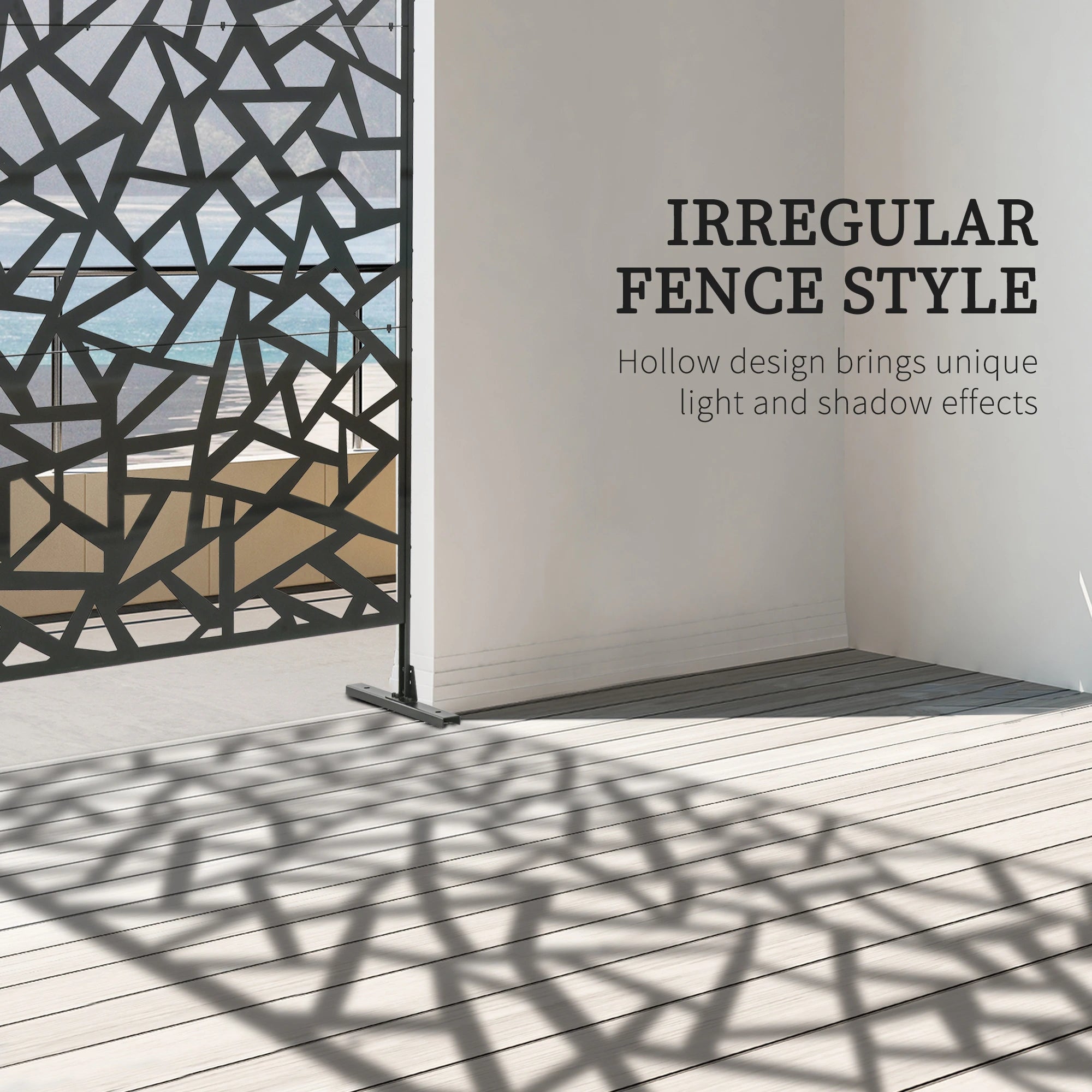 Garden Privacy Screen, Outdoor Metal Divider, Irregular Fence Style, Black Side Awnings at Gallery Canada