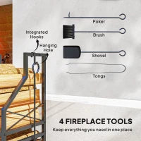 2-Tier Metal Firewood Rack, 4 Fireplace Tools, Black Firewood Racks at Gallery Canada