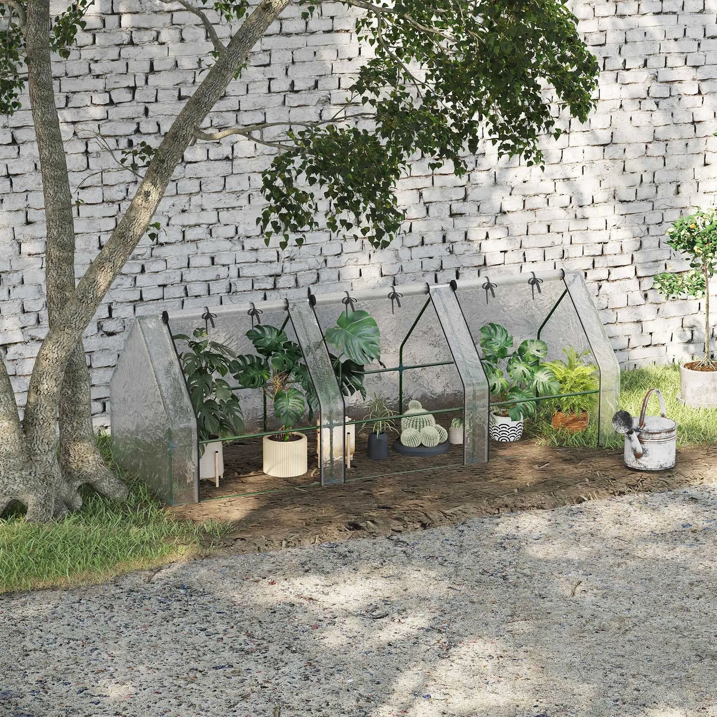 9' x 3' x 3' Mini Greenhouse, Portable with PE Cover, White Mini Greenhouses at Gallery Canada