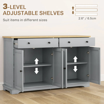 Modern Sideboard, Buffet Cabinet with Drawers, Adjustable Shelves, Grey Storage Cabinets at Gallery Canada