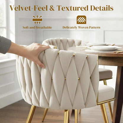 Modern Dining Chairs Set Of 2, Velvet Upholstered With Metal Legs, Cream White Dining Table Sets at Gallery Canada