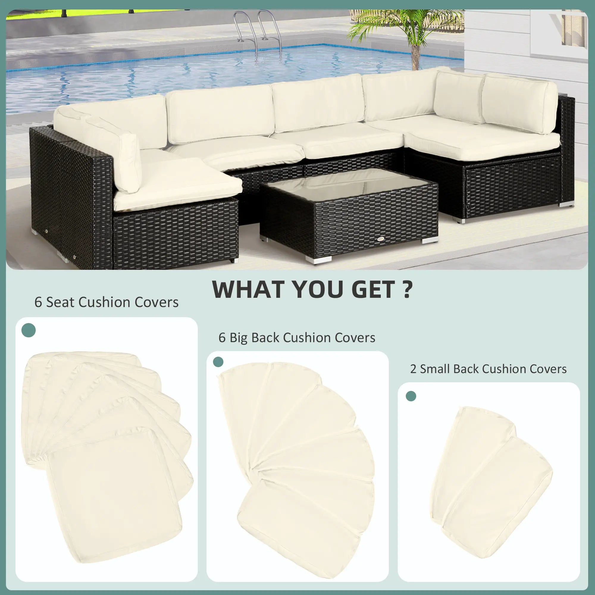 14pc Patio Rattan Sofa Set, Polyester Cushion Cover, Cream White Patio Chair Cushions at Gallery Canada