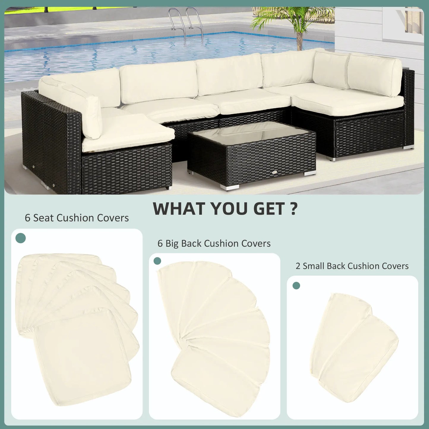 14pc Patio Rattan Sofa Set, Polyester Cushion Cover, Cream White Patio Chair Cushions at Gallery Canada