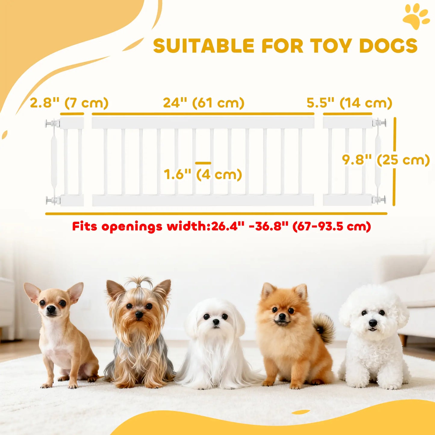 26"-37" Dog Gate, Adjustable Pet Gate, White Pet Gates at Gallery Canada