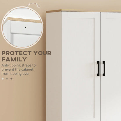 67" 4-Door Kitchen Pantry Cabinet, Freestanding, Adjustable Shelves, White Kitchen Pantry Cabinets at Gallery Canada